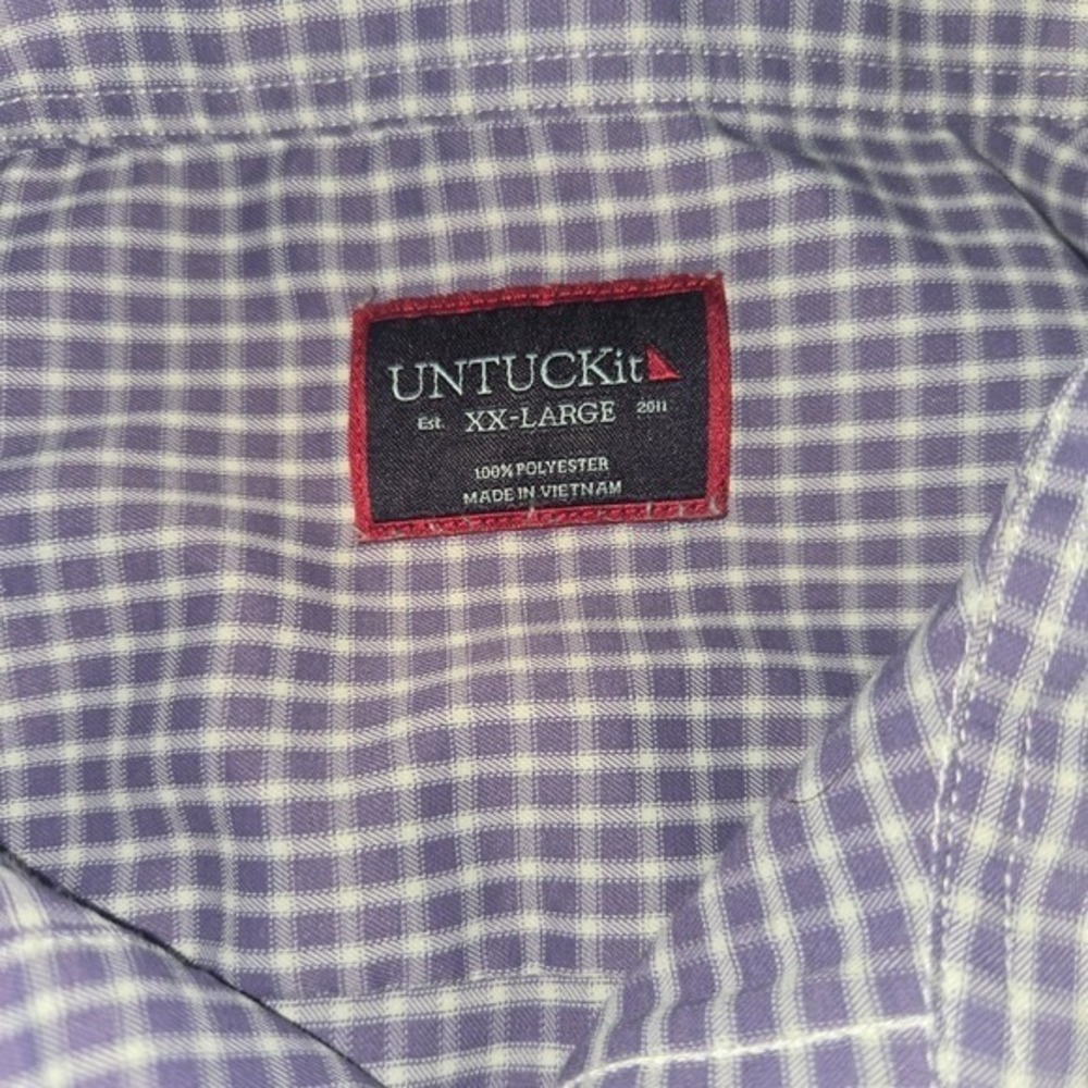 UNTUCKit Marcano Purple Gingham Button Down Shirt Mens XX-Large Regular Fit - Picture 3 of 9